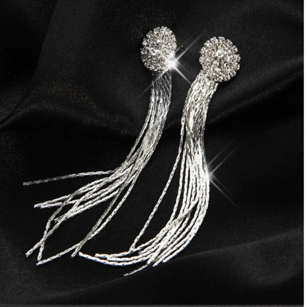 Crystal Tassel Earrings - Picture 2 of 3